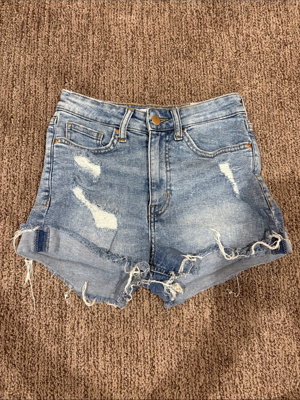 H&M Light Blue Distressed Denim Jean Shorts
